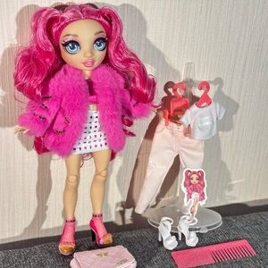 Fashion Doll Rainbow High Stella Monroe with Pink Hair and 2 Outfits